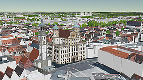 Rathaus im 3D-Stadtmodell - Bildnachweis: Geodatenamt / Stadt Augsburg 