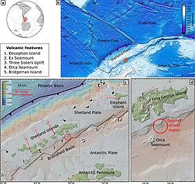 Illustration der Erdbebenzone vor der Antarktis. (CC BY 4.0: Cesca et al. 2022; nature Commun Earth Environ 3, 89 (2022); https://doi.org/10.1038/s43247-022-00418-5