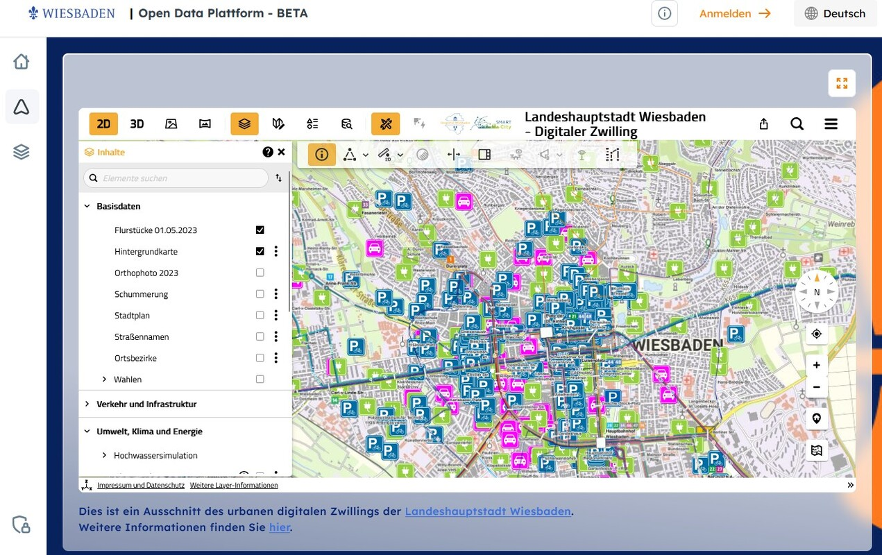 Screenshot https://opendata.cloud.wiesbaden.de/app/digital-twin