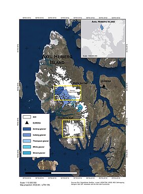 Untersuchungsobjekt White Glacier auf der Axel-Heiberg-Insel (Karte: Sarah Hauser)