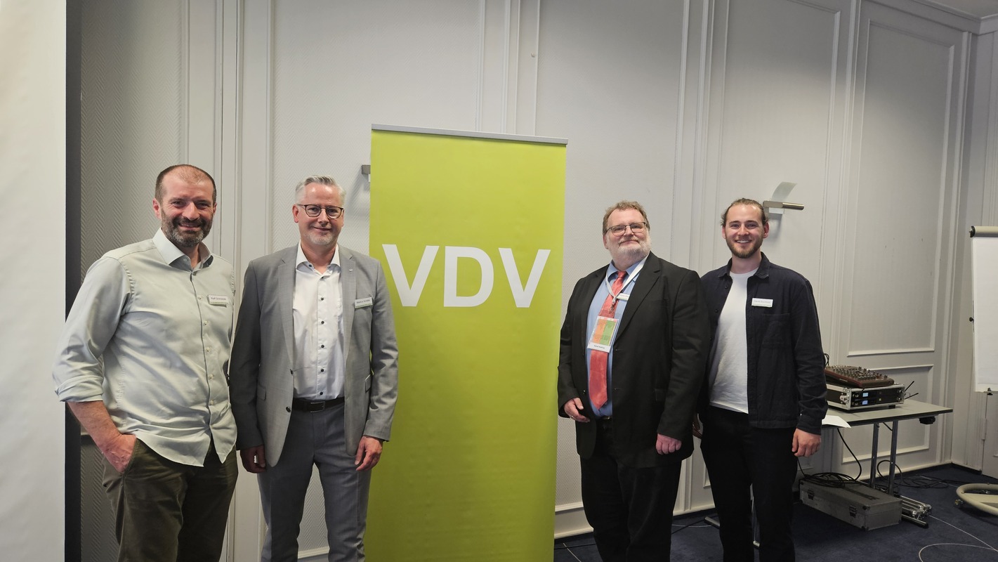 Das neue Präsidium des VDV (v.l.): Ralf Gromadzki (Schriftführer), Markus Schäfer (Präsident), Rainer Kießling (Geschäftsführer) und Daniel Buchholz (Schriftführer). Foto: Baumann