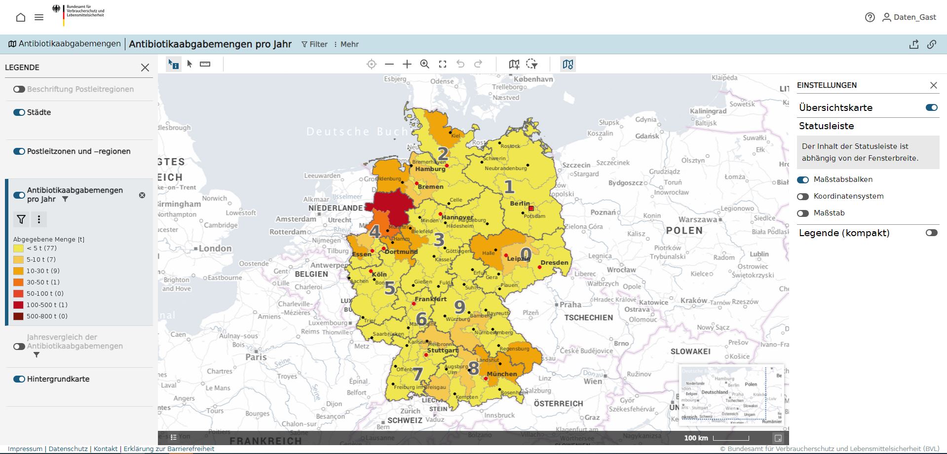 Screenshot des BVL-Datenportals. Bild: Bundesamt für Verbraucherschutz und Lebensmittelsicherheit (BVL)
