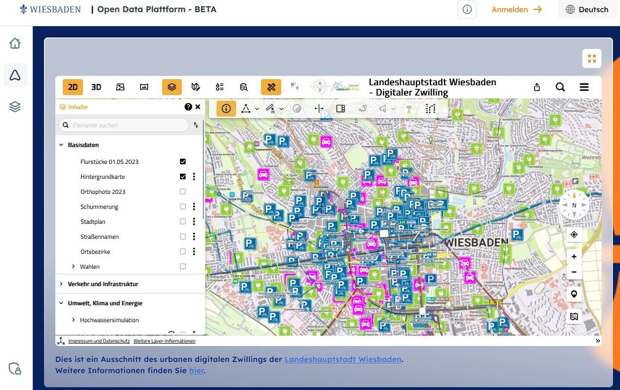 Screenshot https://opendata.cloud.wiesbaden.de/app/digital-twin