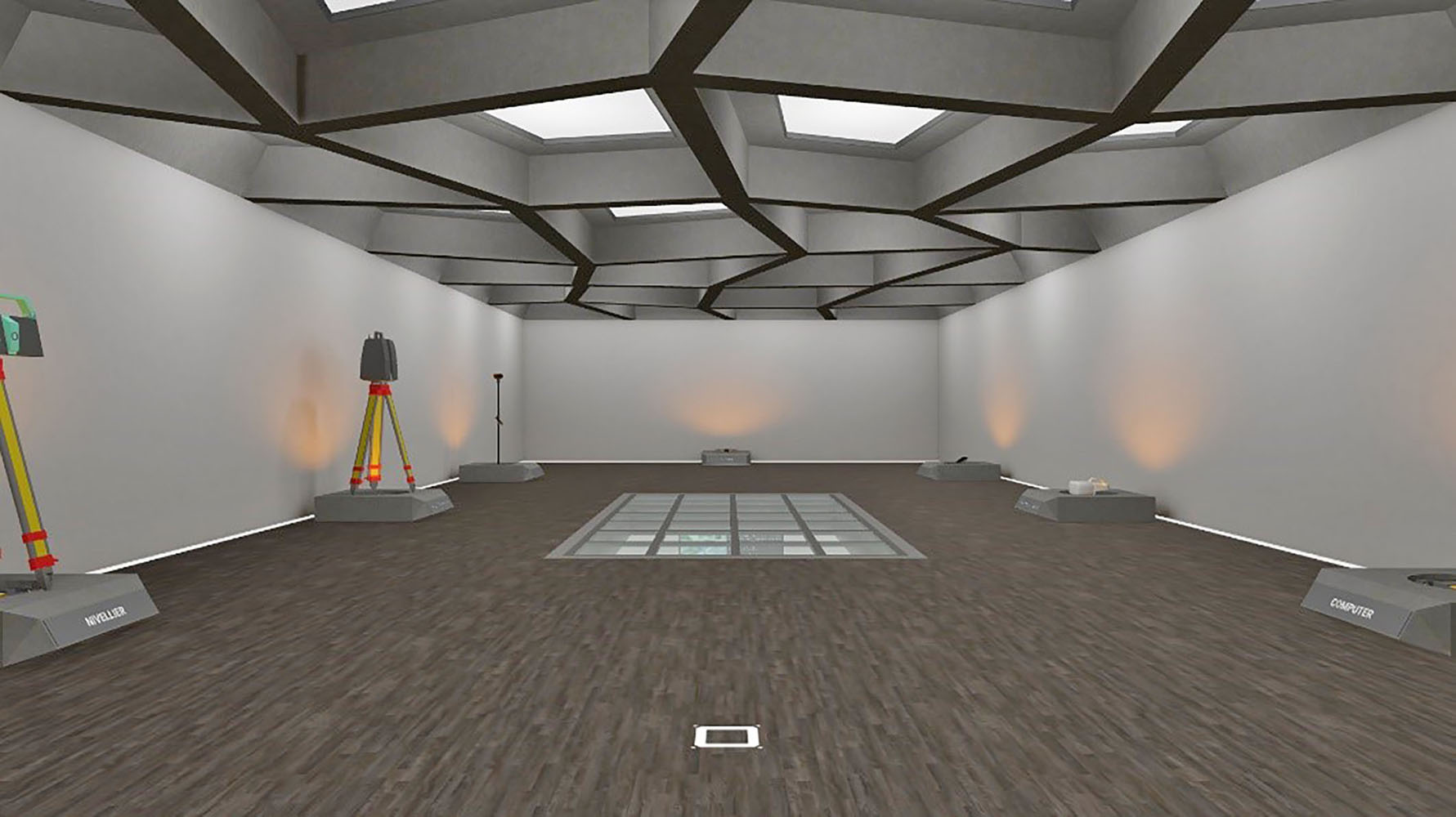 In einem der aufwändig gestalteten virtuellen Räume werden die technischen Hilfsmittel der Studiengänge erklärt (Screenshot Jan Vahrenhold)