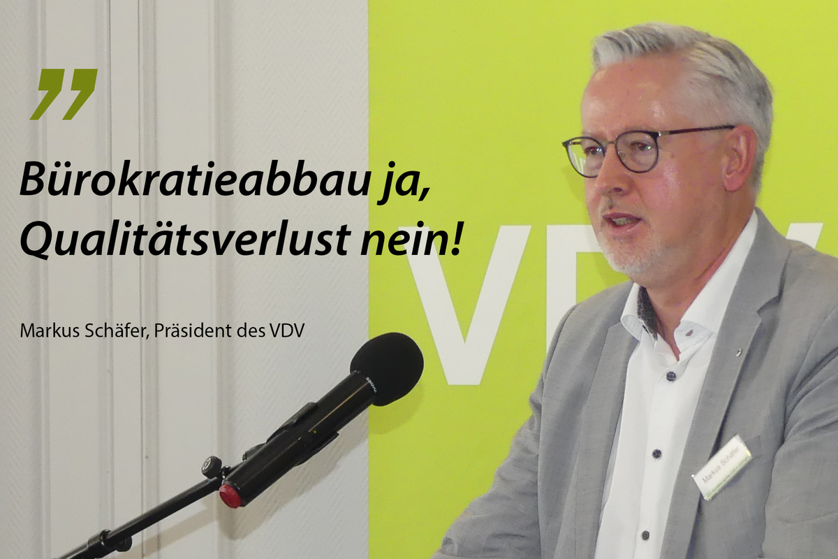 „Die Reformen sind ein starkes Signal für die Modernisierung Deutschlands. Doch Bürokratieabbau darf nicht mit Qualitätsverlust einhergehen. Wir brauchen klare Regelungen, die die hohe Professionalität unserer Branche sichern – von der Drohnenerfassung bis zur Gleisvermessung. Der VDV steht als konstruktiver Partner bereit, um die Digitalisierung der Prozesse praxisnah mitzugestalten“, erklärt Dipl.-Ing. Markus Schäfer, Präsident des VDV.