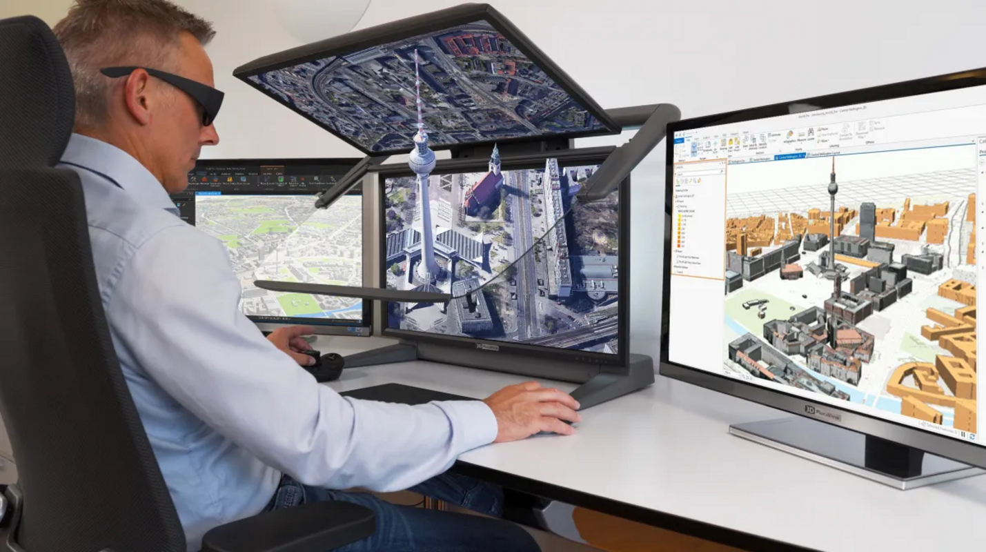 3D-Geodaten in GIS, BIM und LiDAR stereoskopisch bearbeiten und darstellen (© Schneider Digital)