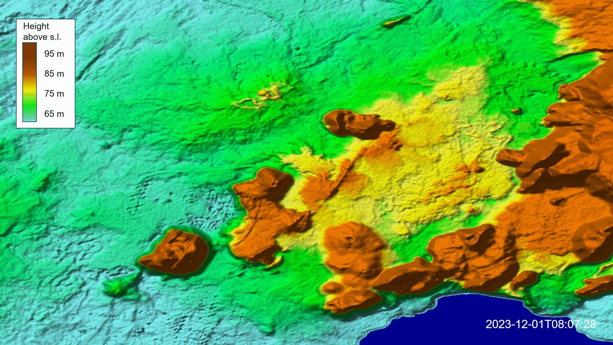 Veränderung der Topographie im Bereich der Sundhnúkur-Kraterkette. Diese wurde durch die vulkanische Eruption am 18. Dezember 2023 verursacht. Credit: DLR (CC BY-NC-ND 3.0)