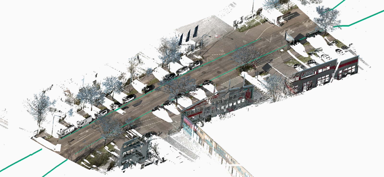 Die Fraunhofer-Software KI4Straßenbreite ermittelt Straßenbreiten auf Basis von 3D-Punktwolken mit einer Genauigkeit von wenigen Zentimetern. Bild © Fraunhofer IPM