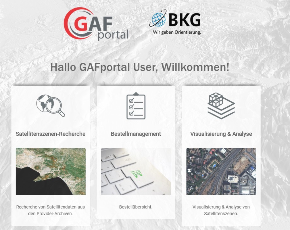 GAFportal- behördenübergreifende Bereitstellung sehr hochauflösender Satellitendaten über die Servicestelle Fernerkundung am Bundesamt für Kartographie und Geodäsie (BKG) 